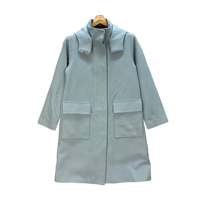 THEORY HOODED BABY BLUE WOOL LONG COAT #8042-198 - 1