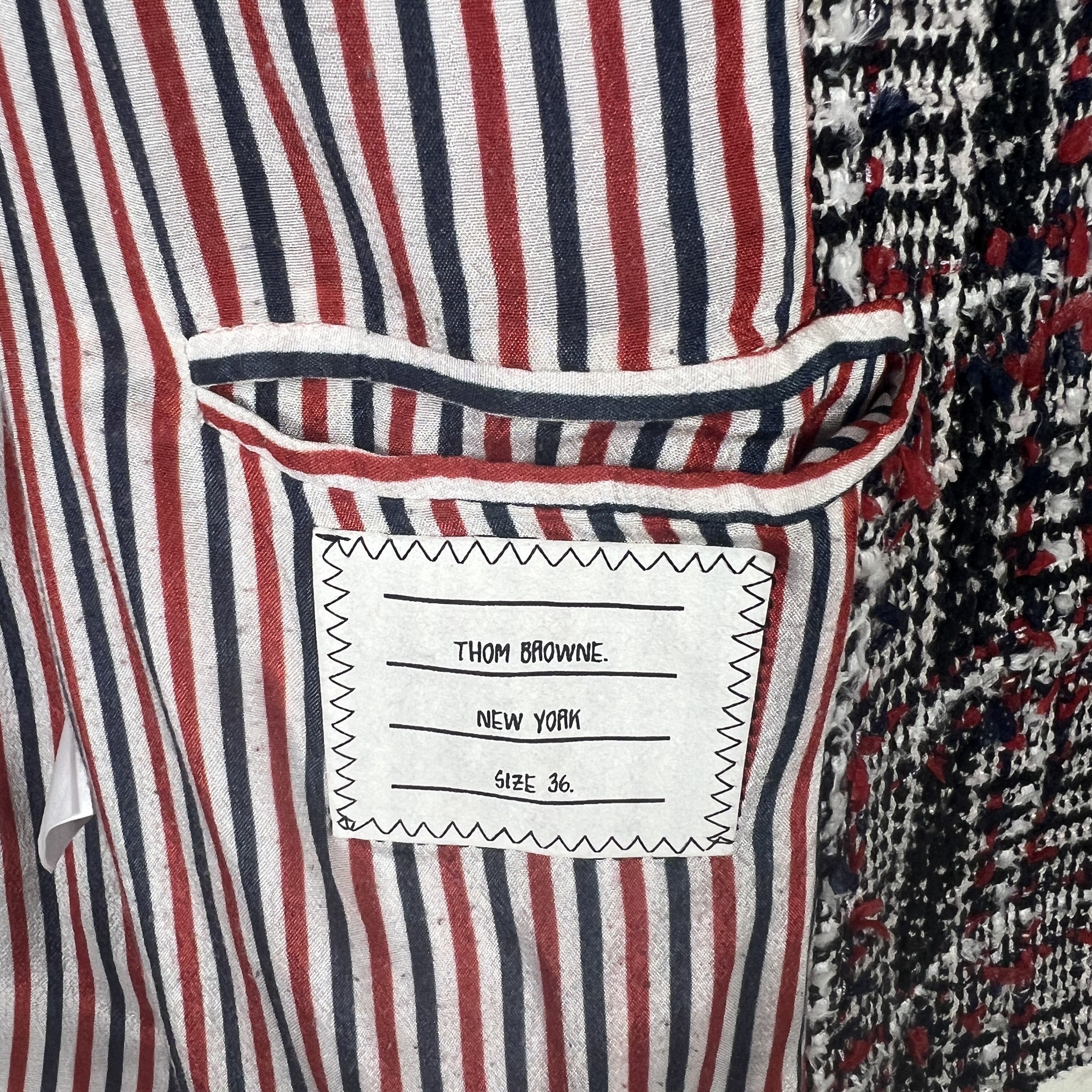 Thom Browne Red Prince of Wales Tweed Sack Blazer  - 9