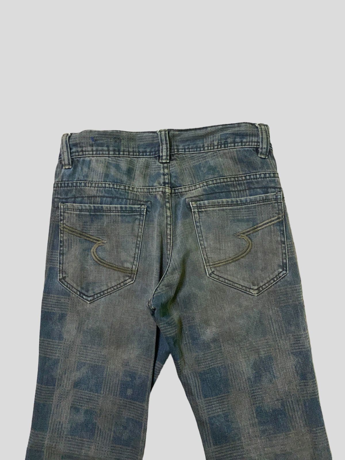 Vintage - Dirty SEMANTIC DESIGN Tartan Checked Acid Wash Denim - 9