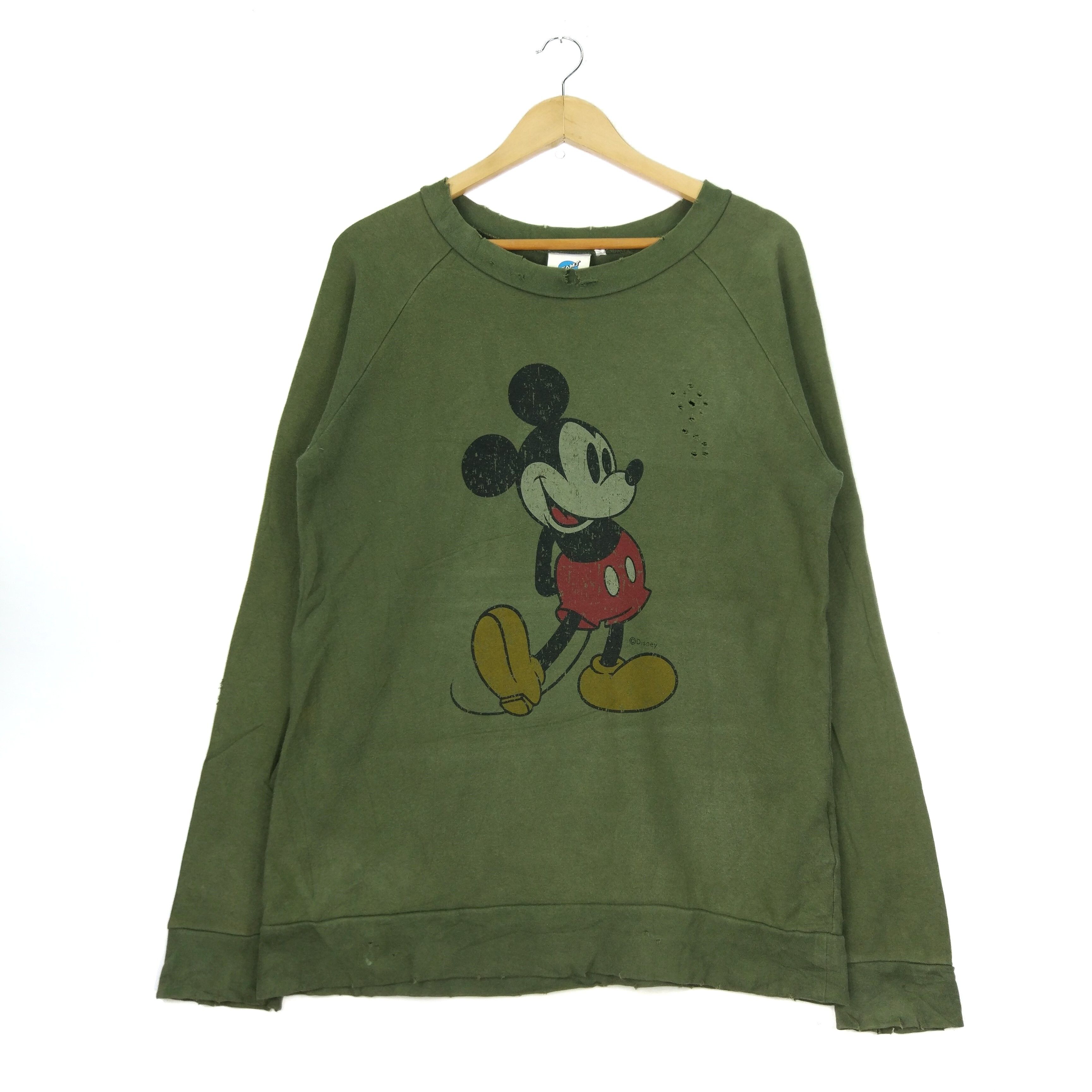 Beams x Mickey Mouse Factory Distressed Crewneck - 1