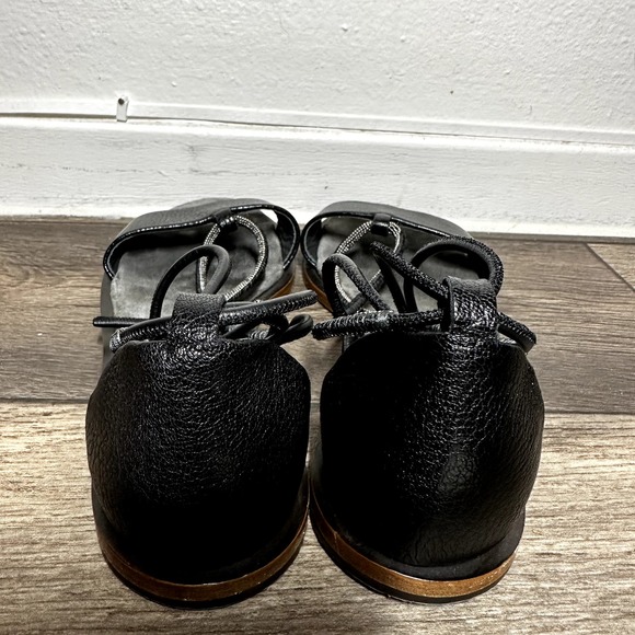 Brunello Cucinelli Monili Beaded Flat Sandal Leather Ankle Wrap Tie 38 7.5 - 5