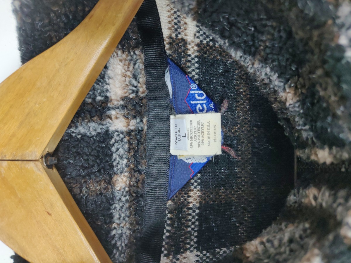 Made In Usa - Checkered Fleece Sweater Jacket Outerwear - 7