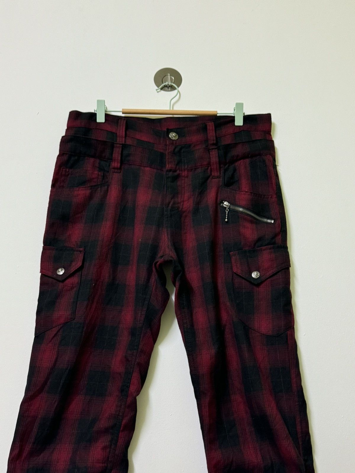 VINTAGE PLAID TARTAN DOUBLE FOCUS STACKED PANT - 3