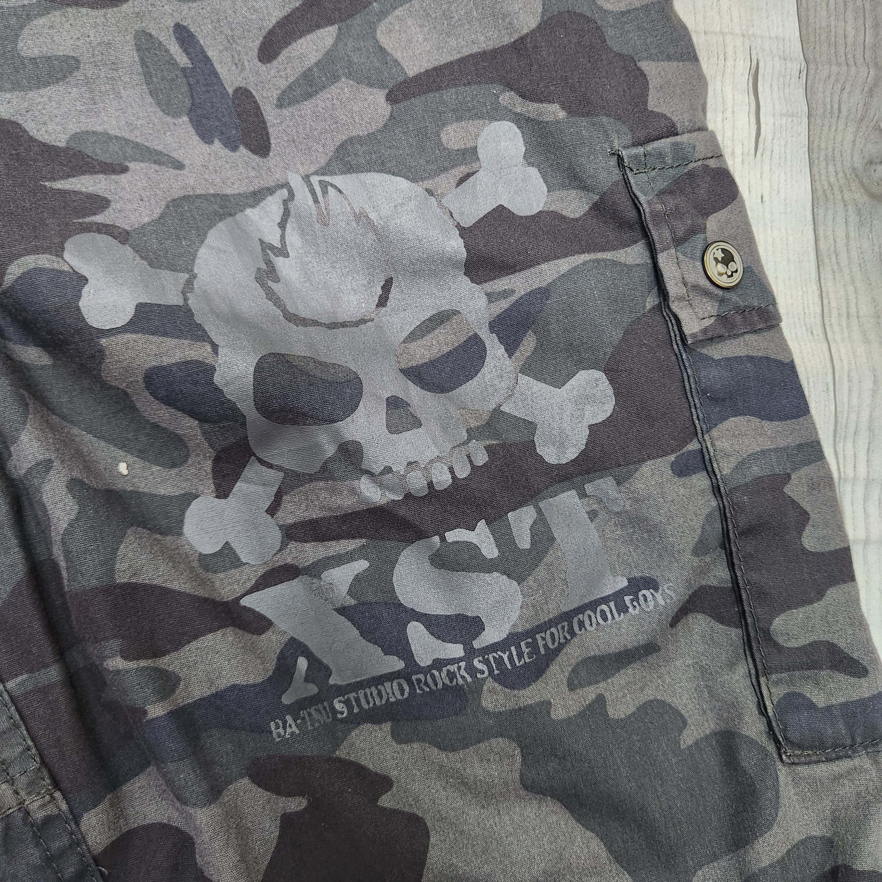 Japanese Brand - Batsu Studio Camouflage Skulls Button Cargo Pants - 20