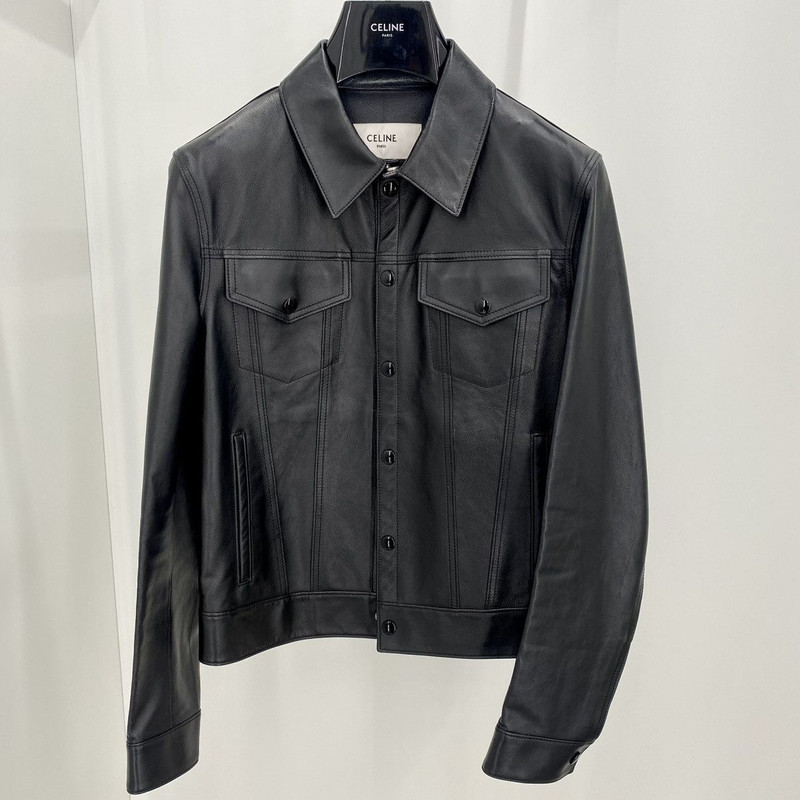 Celine Leather Trucker Jacket - 1