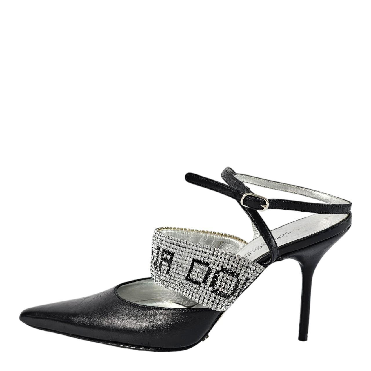 Dolce & Gabbana Women's Black and Silver Courts - 6