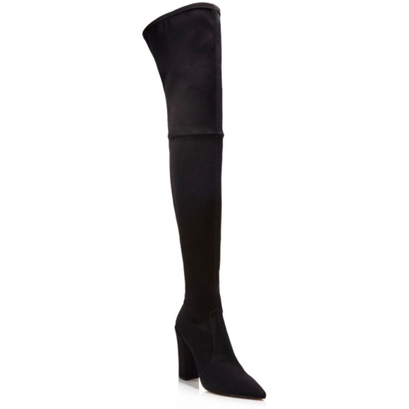 Dolce Vita Ellis Black Satin Over-the-Knee Boots - 1