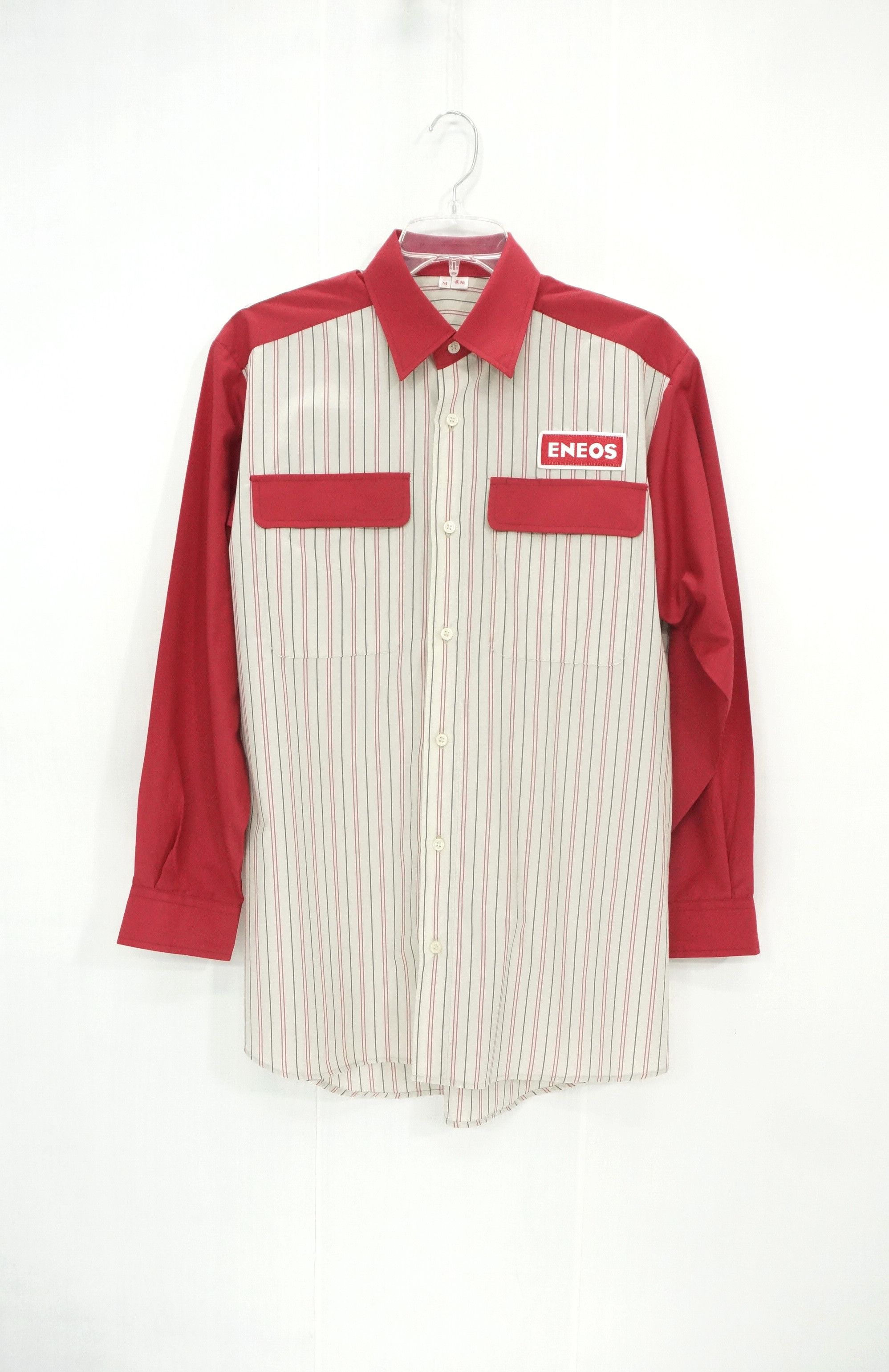 Japanese Brand - 🔥 Vtg ENEOS Button Up Long Sleeve Red Stripes Design Shirt - 1