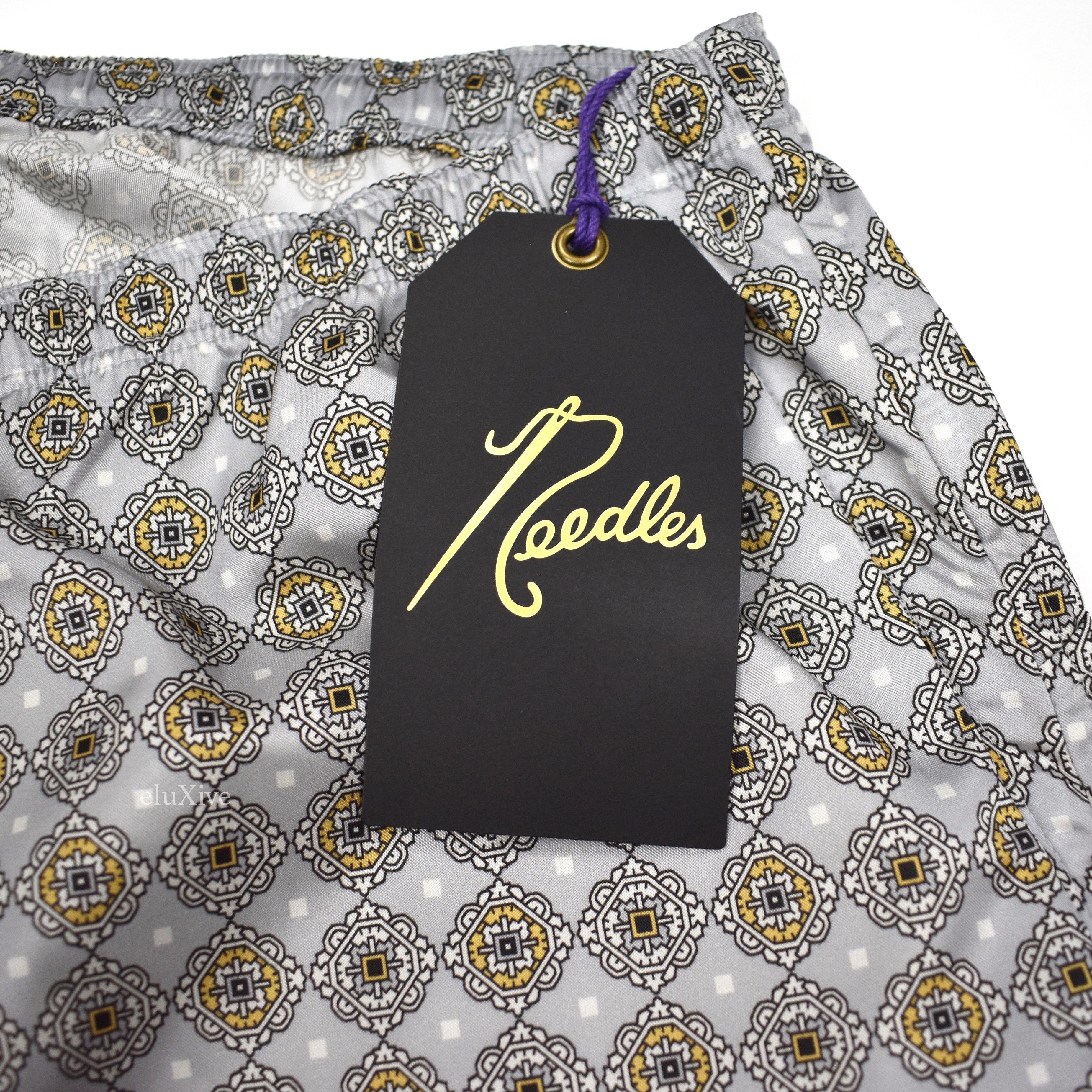 Needles Gray Foulard Print Nylon Warm Up Shorts NWT - 4