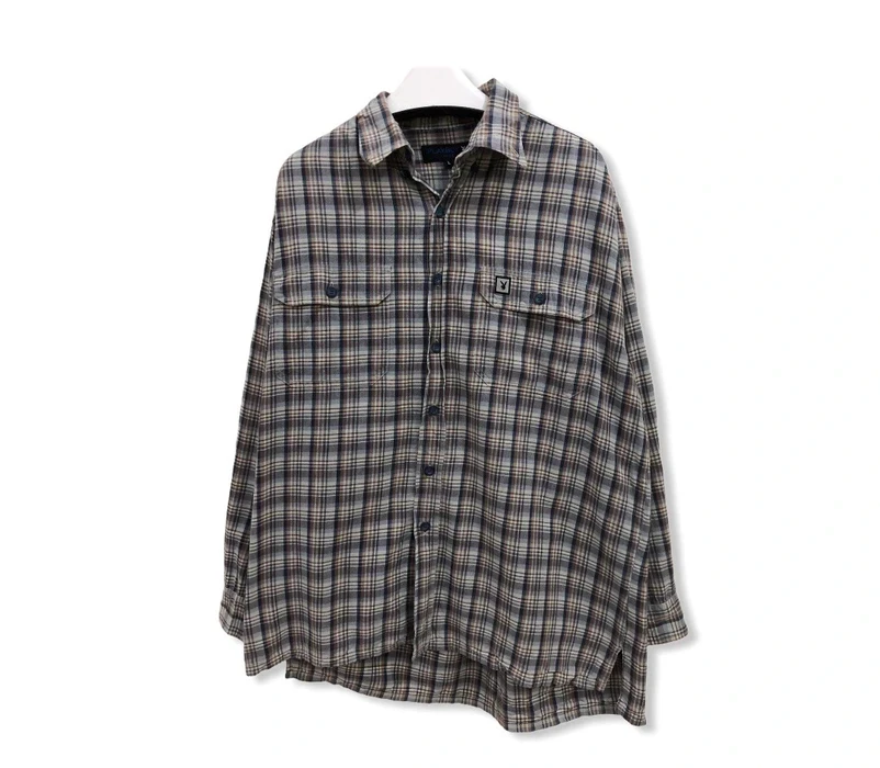 Vintage - Vintage playboy Checked Plaid Tartan Flannel Shirt 👕 - 1