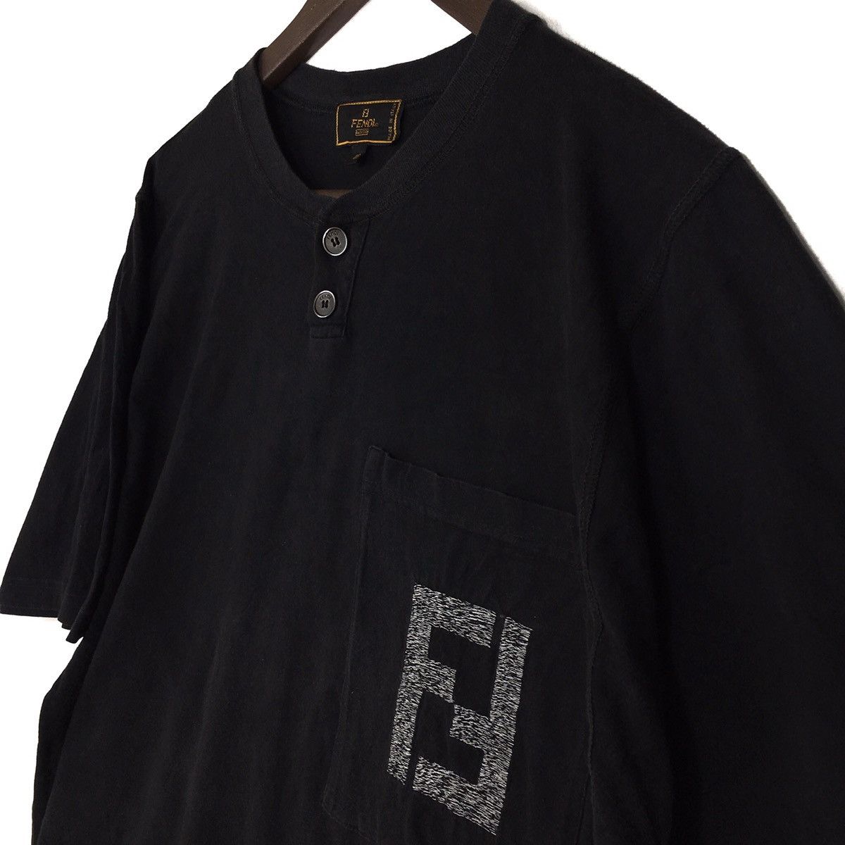 Rare!! FENDI Embroidered FF Logo Pocket T-shirt - 5