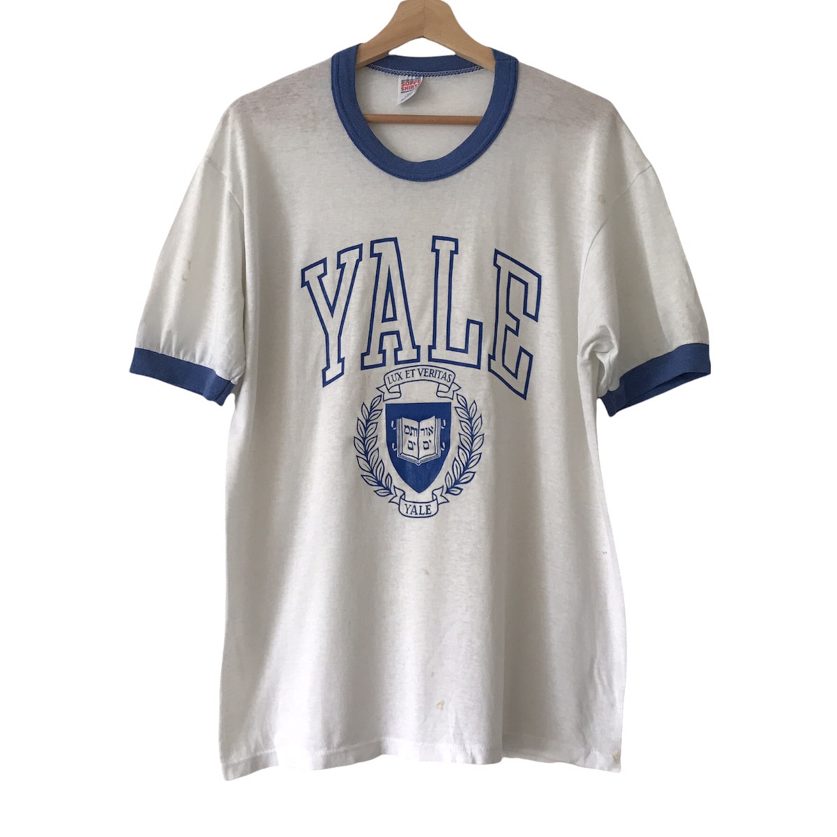 Vintage - Authentic Vintage 1980s Yale University USA Logo Ringer Tee - 1