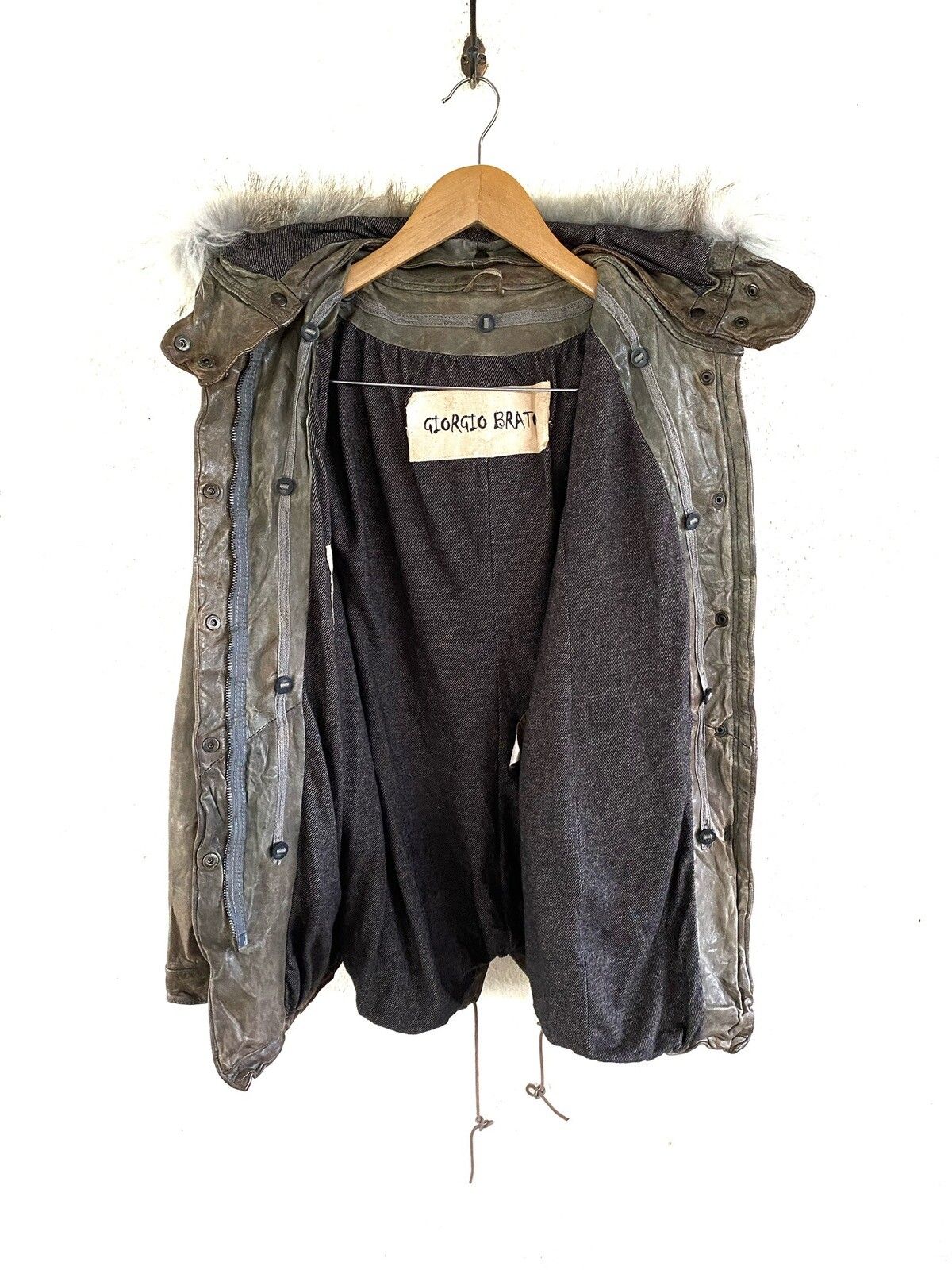 Giorgio Brato Detachable Fur Leather Jacket - 7