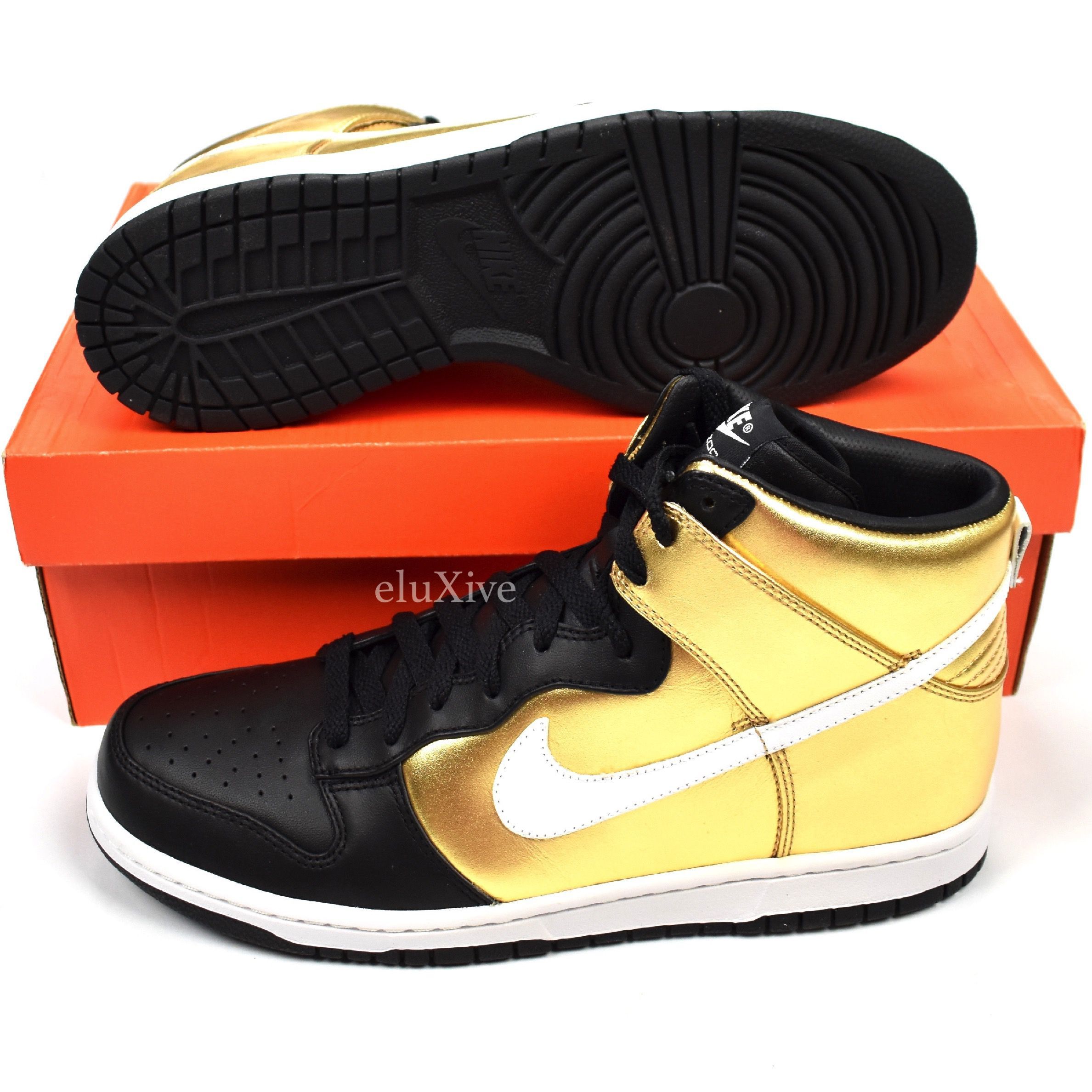 2008 Nike Dunk High Premium Metallic Gold Black DS - 2