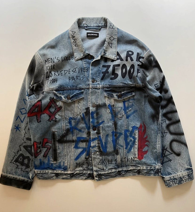 BALENCIAGA 2018 Balenciaga Graffiti Denim Jacket designed by Demna