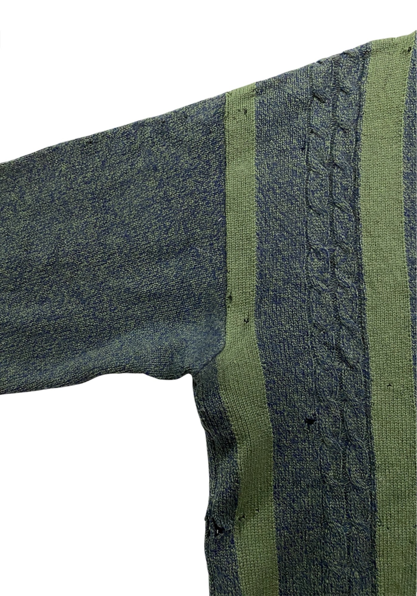 Coloured Cable Knit Sweater - Lecent Cashmere Ripped Sweater Grunge Style Made in Japan - 7