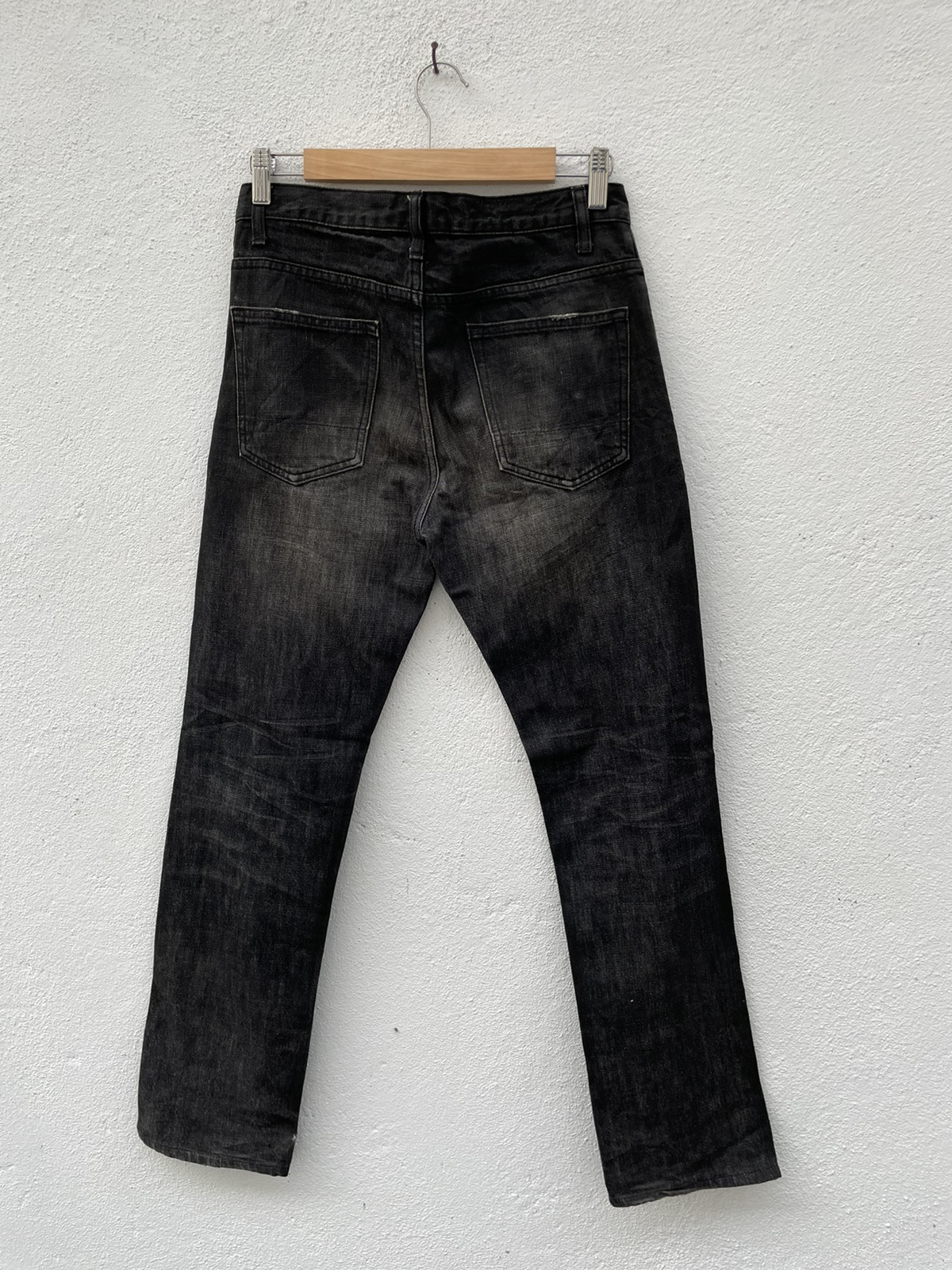 Japanese Brand - EDIFICE Distressed BLack Wash Denim Jeans - 7