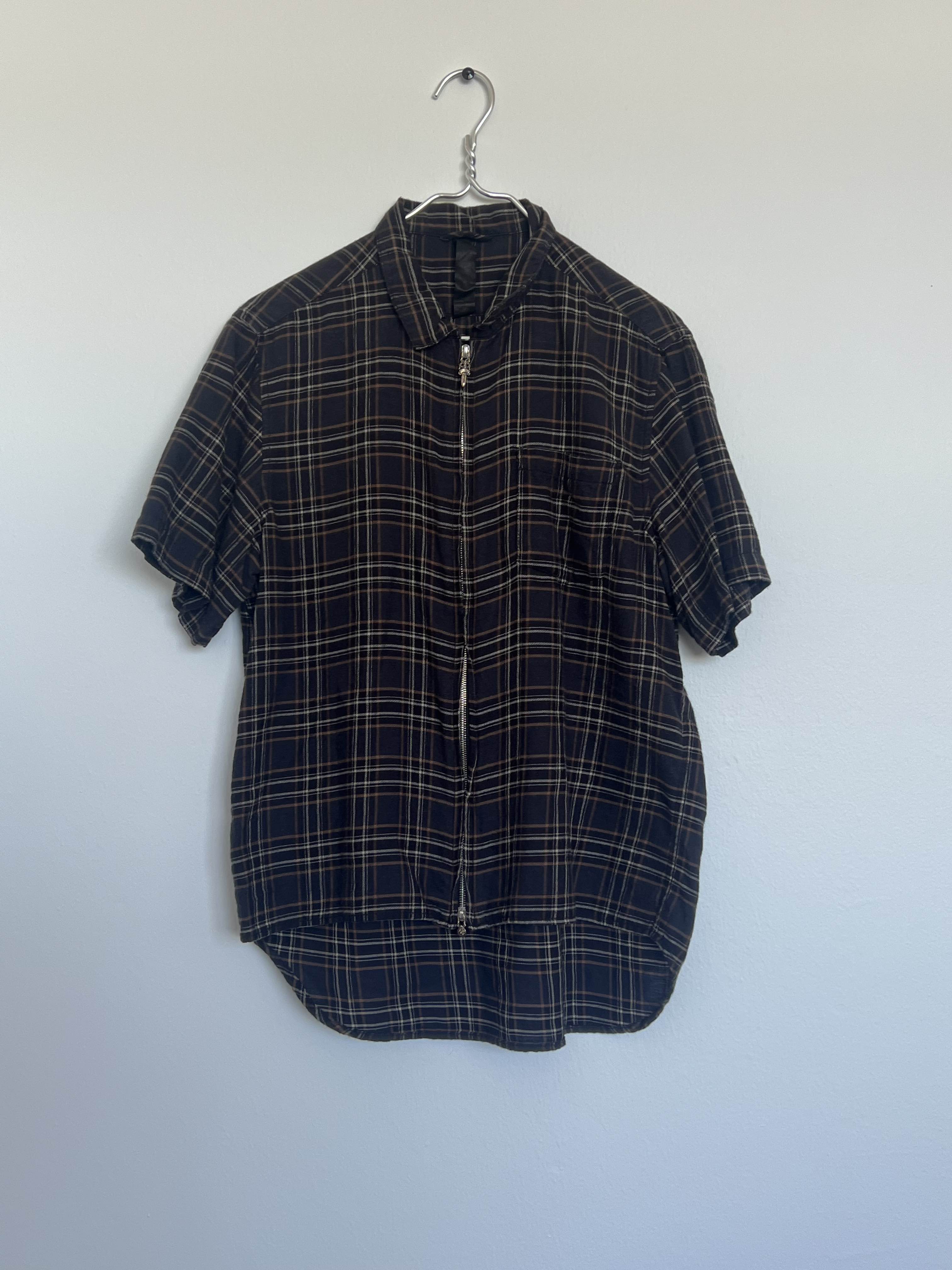 Chrome Hearts Short Sleeved Plaid Zip Up Shirt - 4