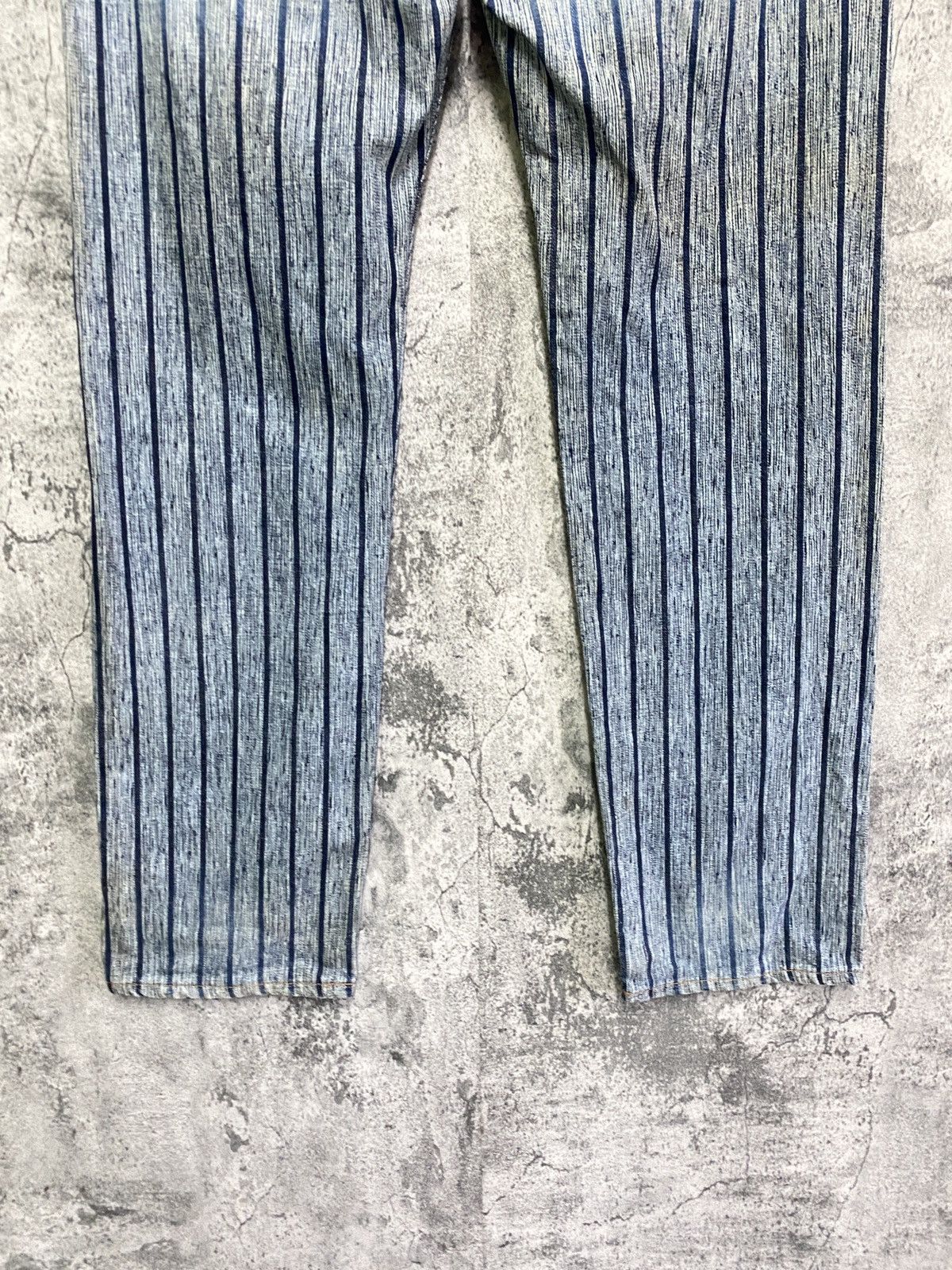 Vintage BLUE WAY Striped Blue Faded Denim - 9