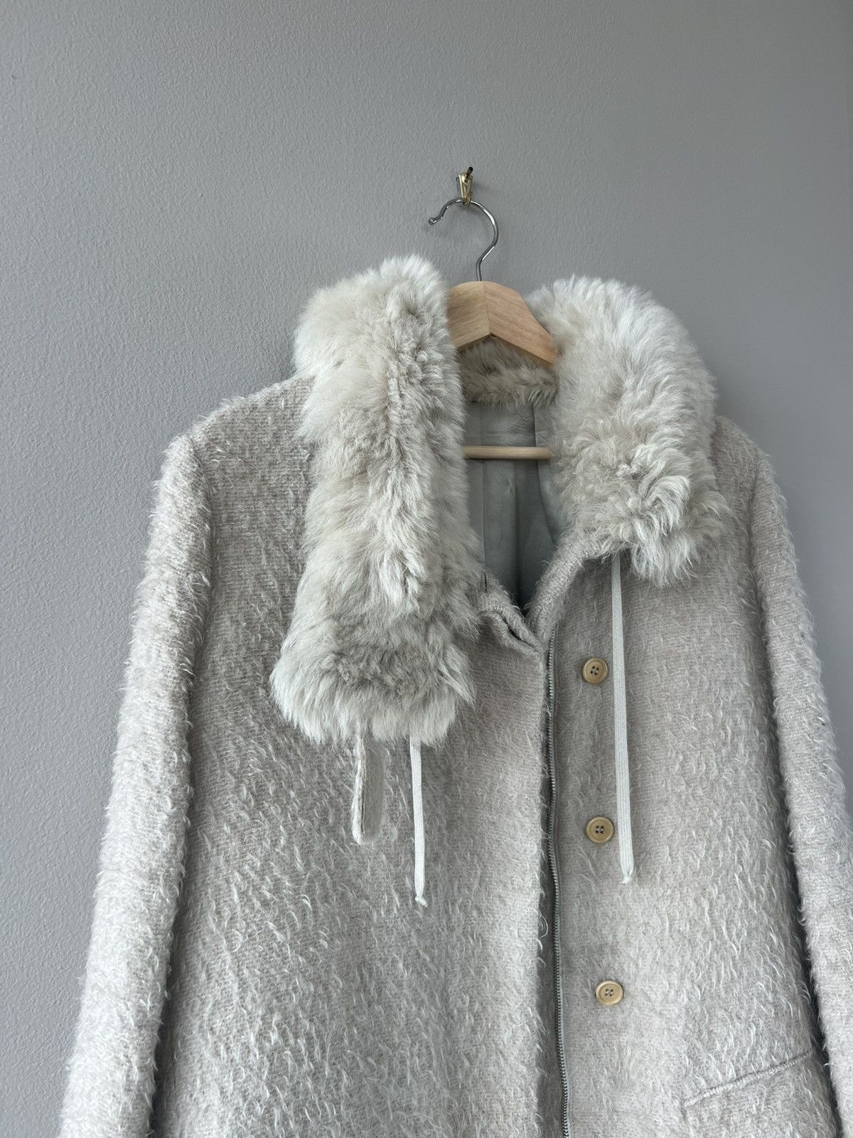 AW00 Mohair Fur-Collar Coat - 2