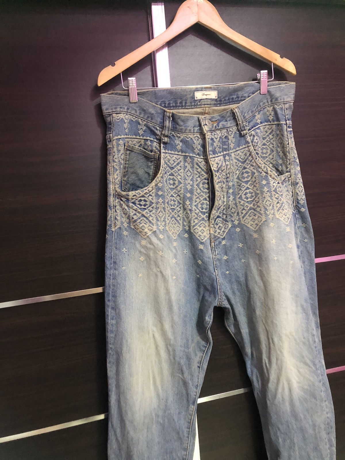 If Six Was Nine - 🔥Iroquois Cross Art Design Pants Buckle Back Jeans - 5