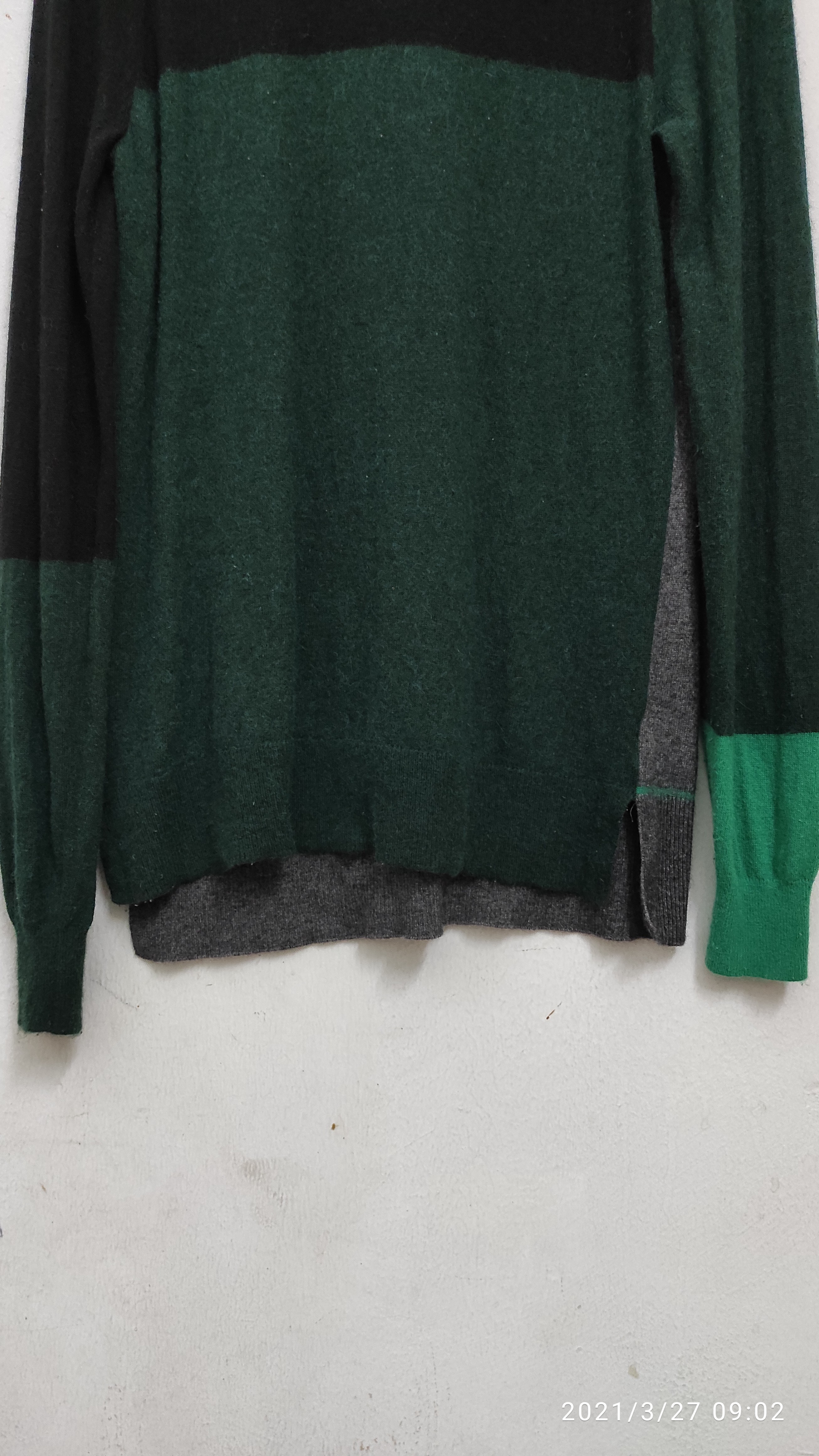 Authentic Lacoste L!ve knit raglan side split color block sweater - 7