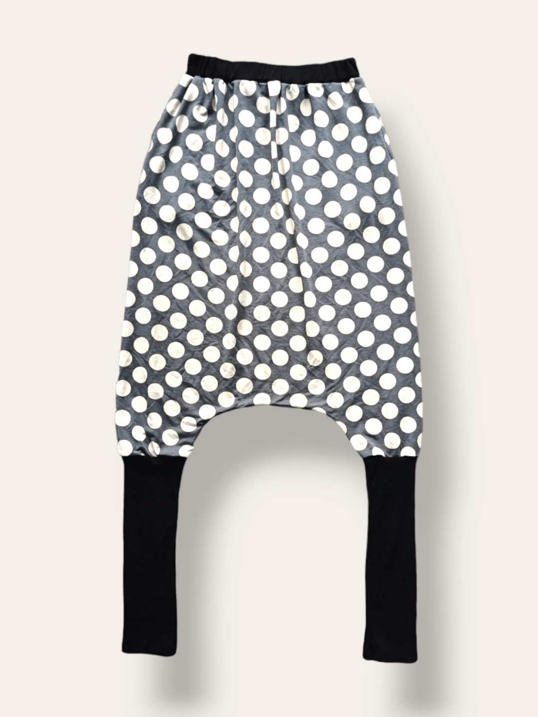 Archival Clothing - Japanese Brand White Black Polka Dot Baggy Harem Pants - 1