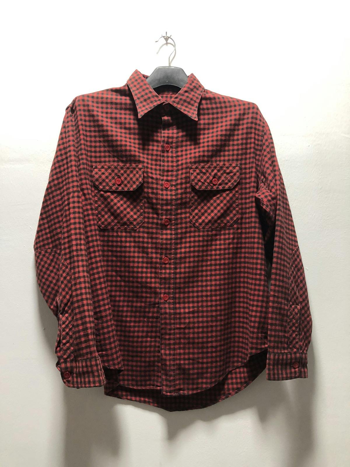 NEPENTHES Flannel Shirt Double Pocket Plaid Japan Made - 1