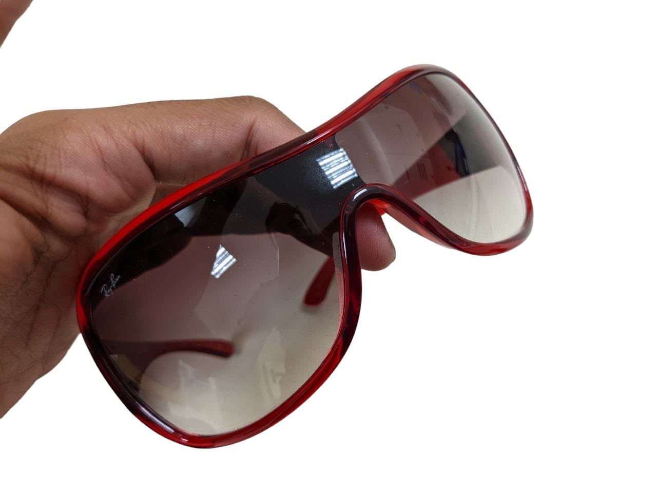 RAYBAN SHIELD SUNGLASSES RB 4099 607/8H 2N CRYSTAL RED WHITE - 6