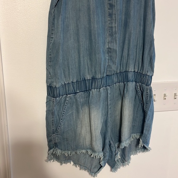 Vintage Havana Distressed Chambray Sleeveless Boho Western Romper - 7