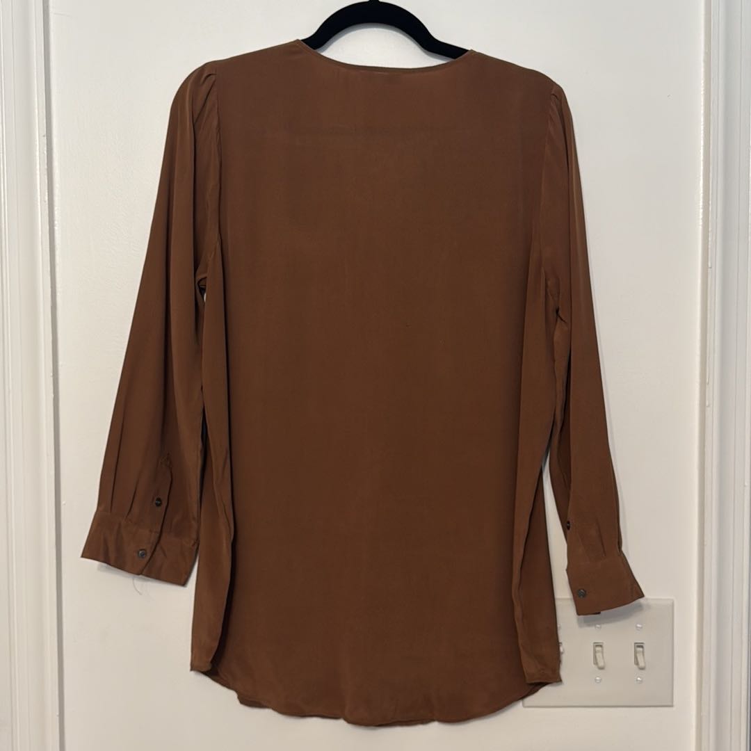 Joie Cognac Silk Blouse - 4