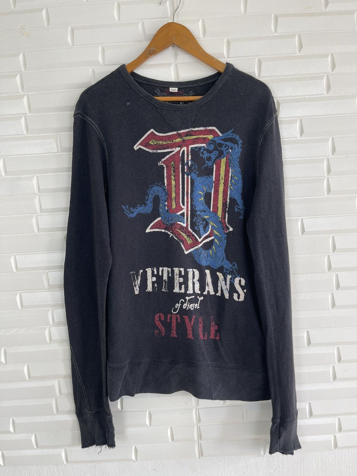 Vintage DIESEL Sweatshirt Black Minimalist - 5