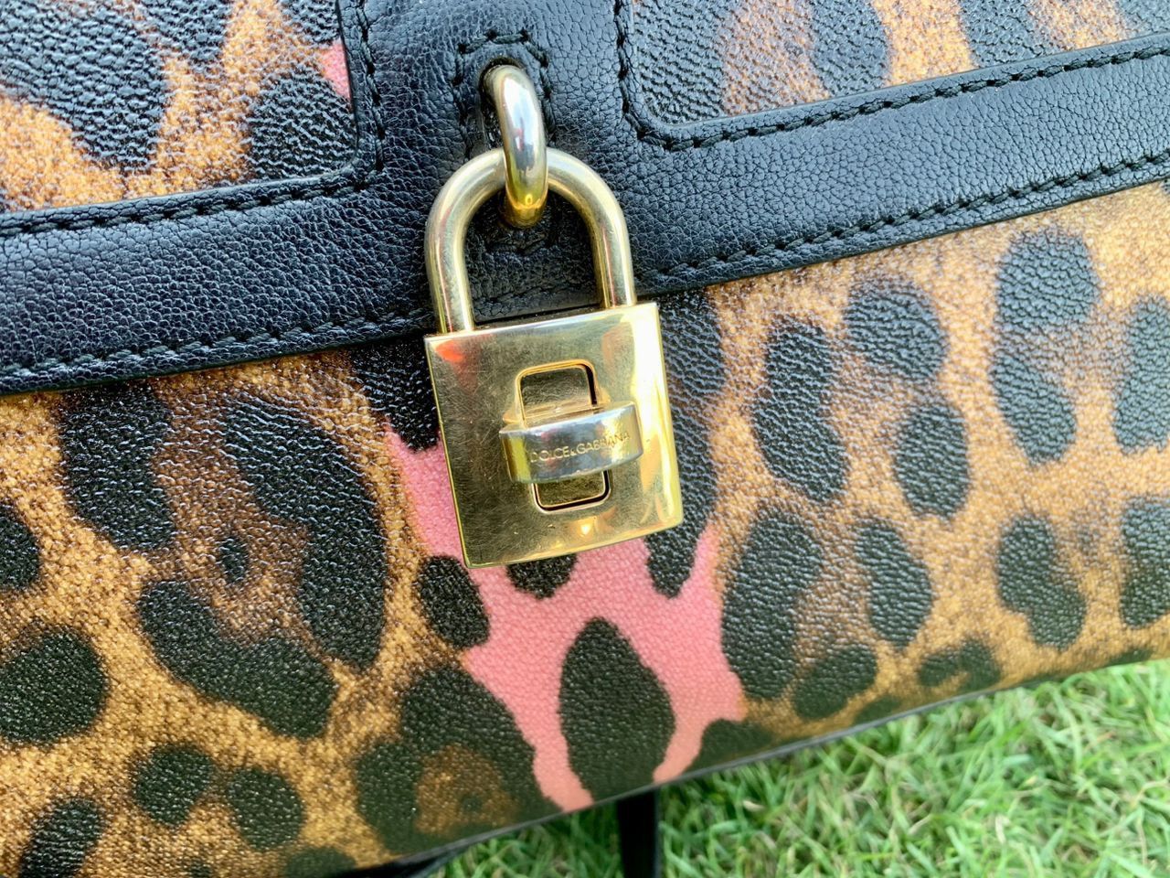 Authentic Dolce & Gabbana Leopard Print Padlock Shoulder Bag - 6