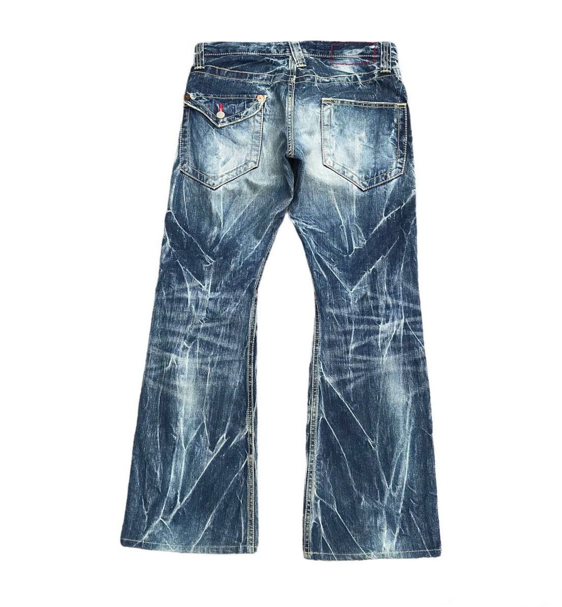 Flared Blue Way Japanese jean Nippon Kapital thunderstorm flash wash jean low rise cut - 2