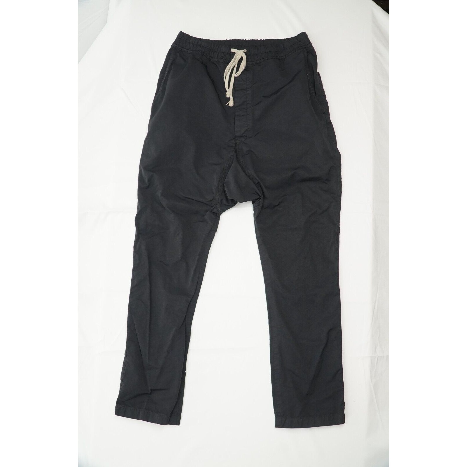 Black Lounge Pants Elastic Drawstring Drop Crotch Large - 1