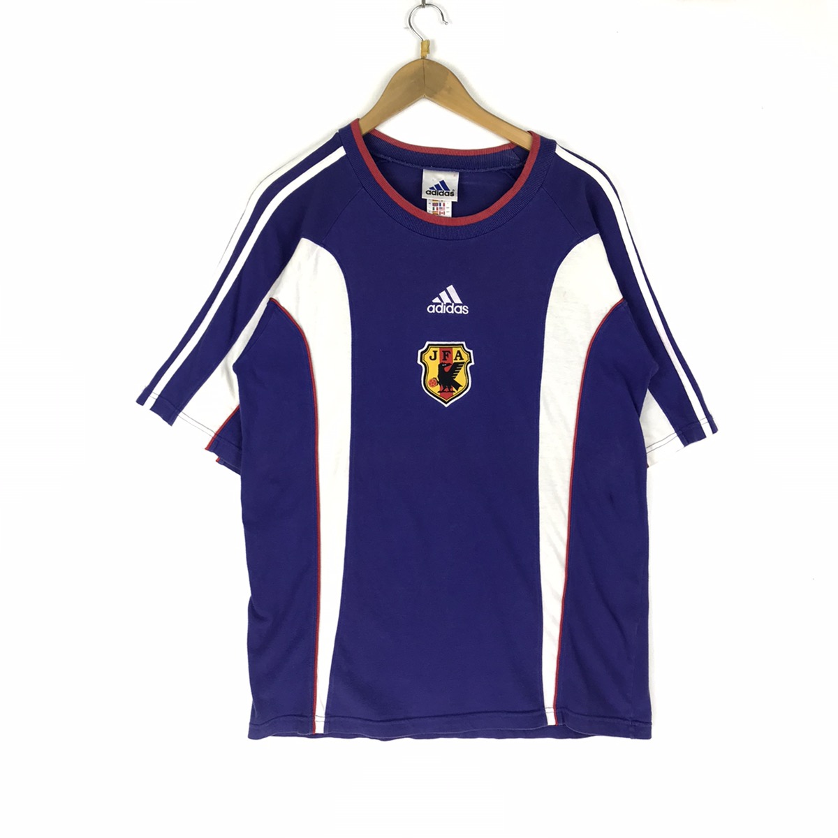 Vintage 90s Adidas Tshirt JFA Japan Football Large Size - 1