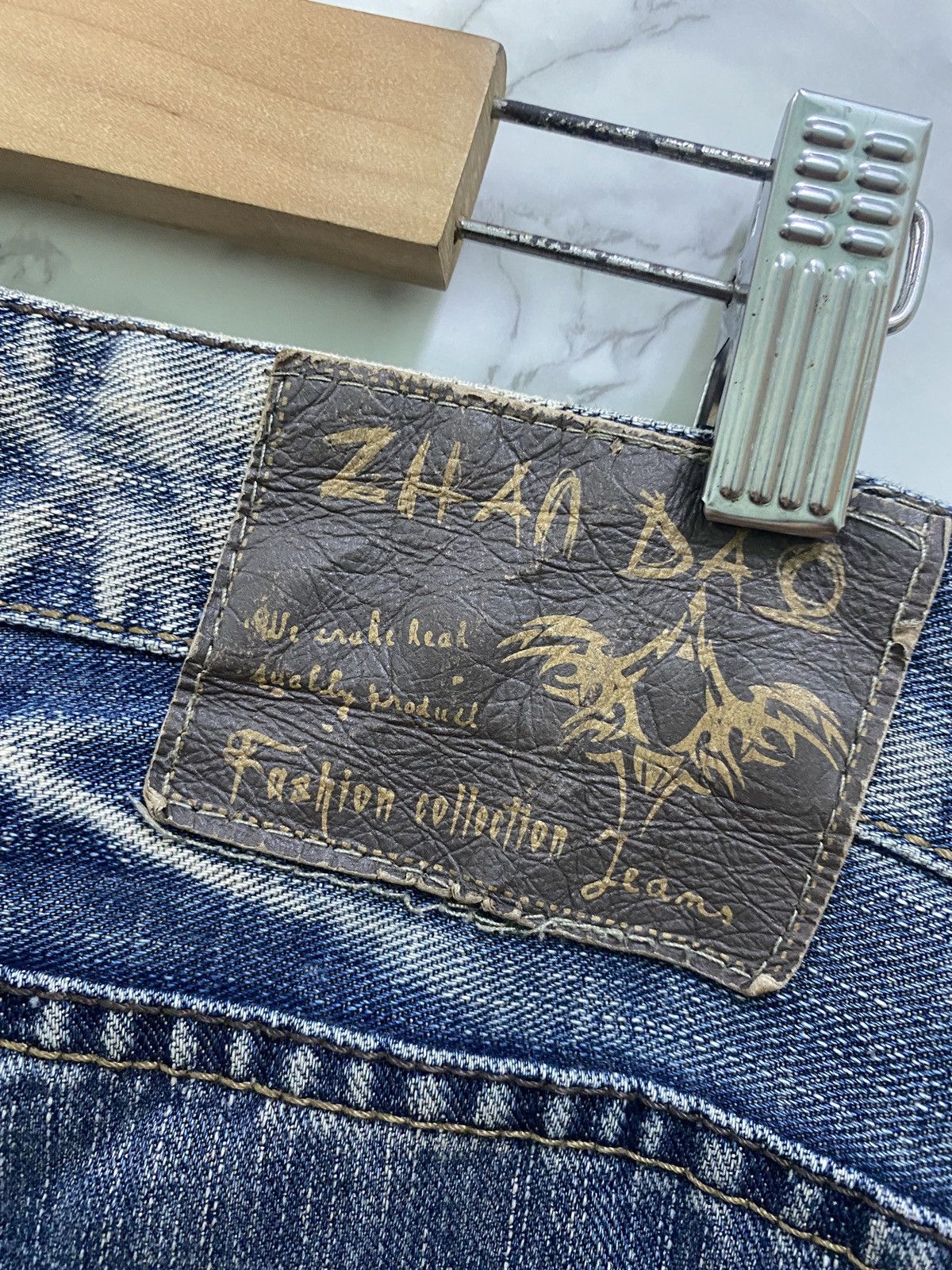 Designer - Vintage ZHAO DAO Patches Distressed Denim Jean - 16