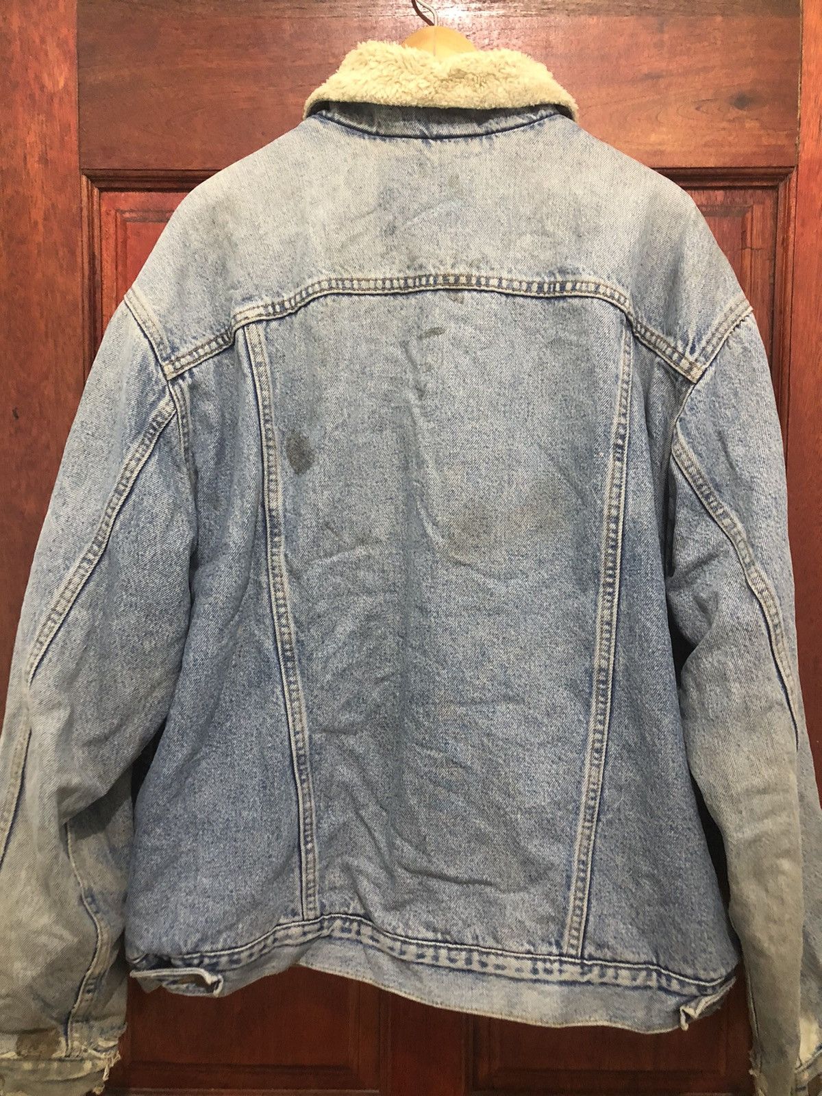 Vintage ❗️Levi’s Relaxed Trucker Distressed Jacket Sherpa - 3