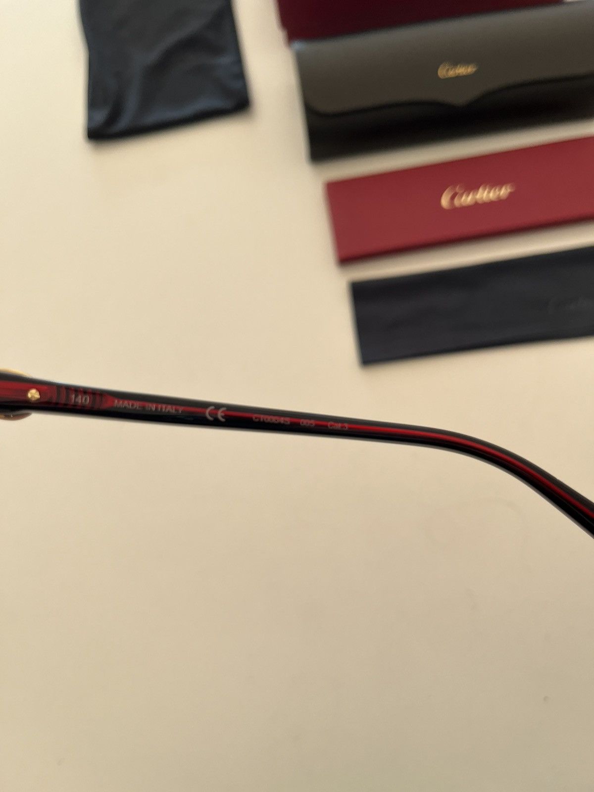 NIB - Cartier Black and Red Acetate Sunglasses - 6