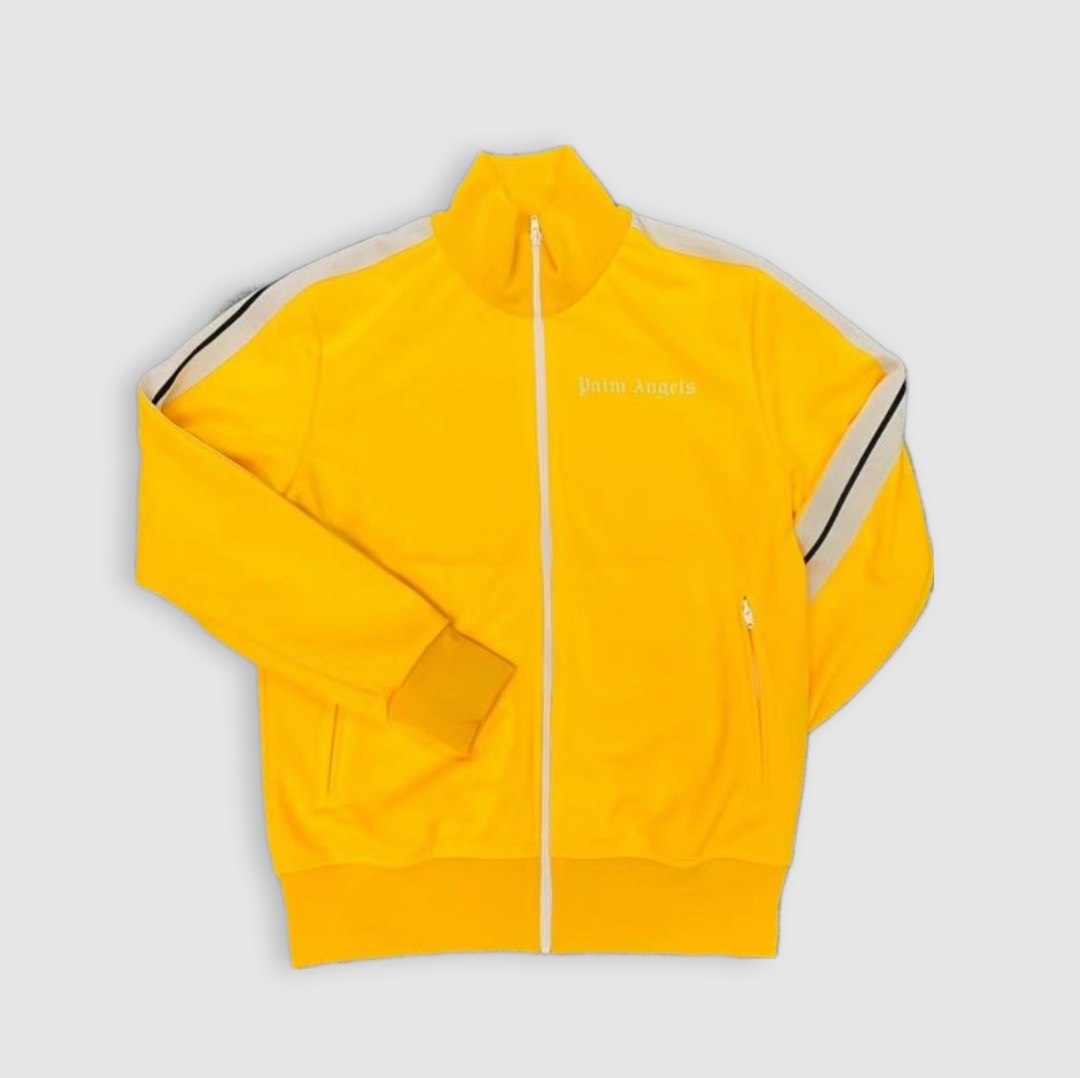 Classic Yellow Track Jacket with Off-White Stripes - 1