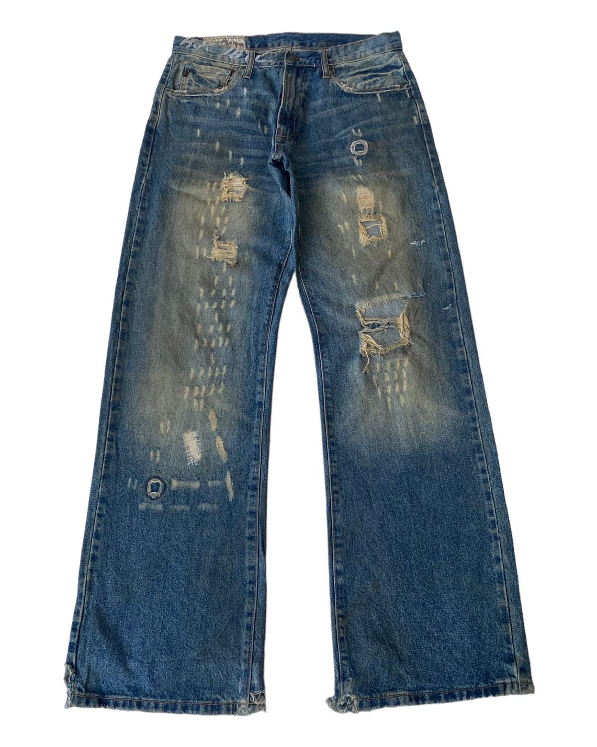 🔥FLARE JEANS RUSTY BAGGY ABERCROMBIE & FITCH DISTRESS DENIM - 8