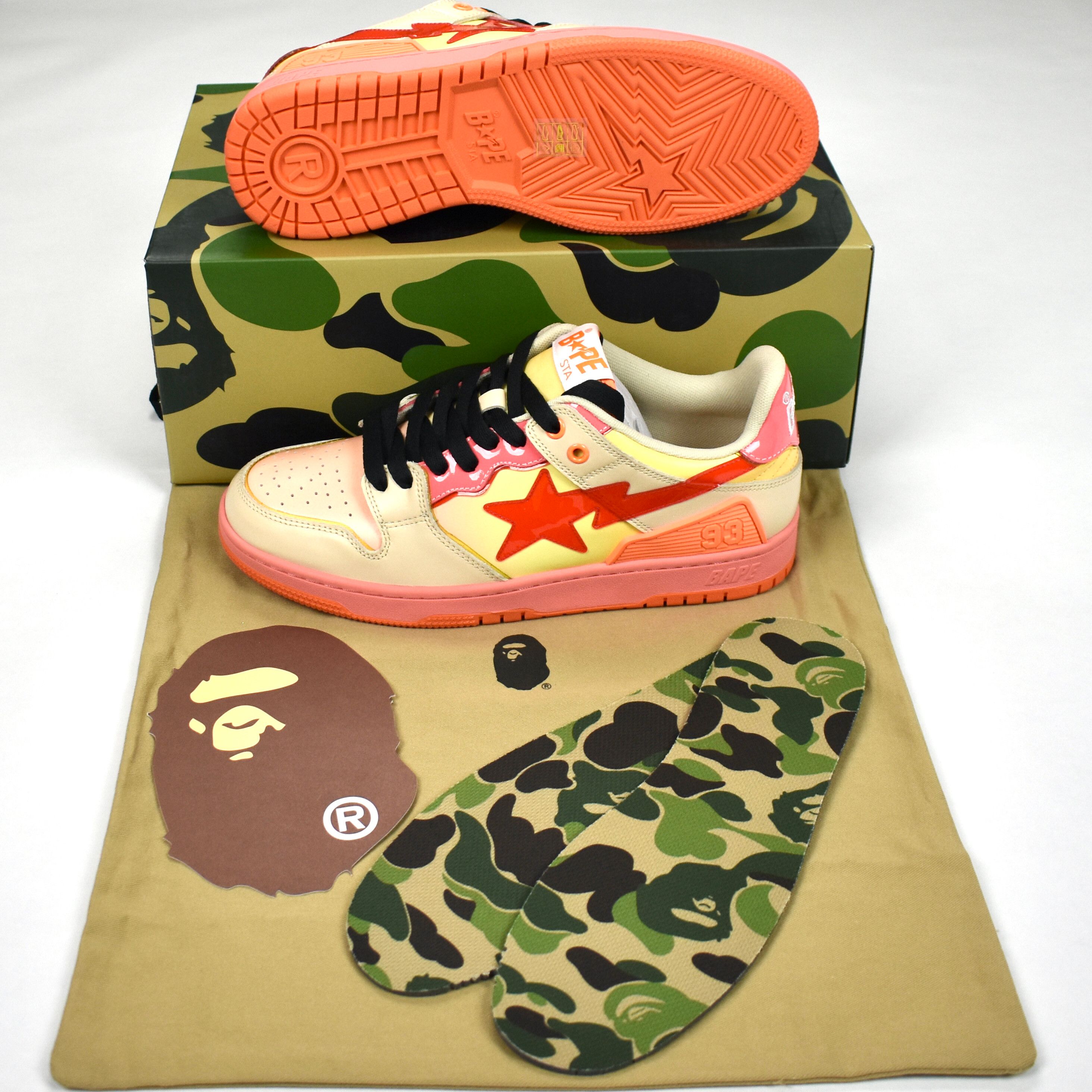 A Bathing Ape Bape Sk8 Sta Dunk Sneakers Pink Orange DS - 2