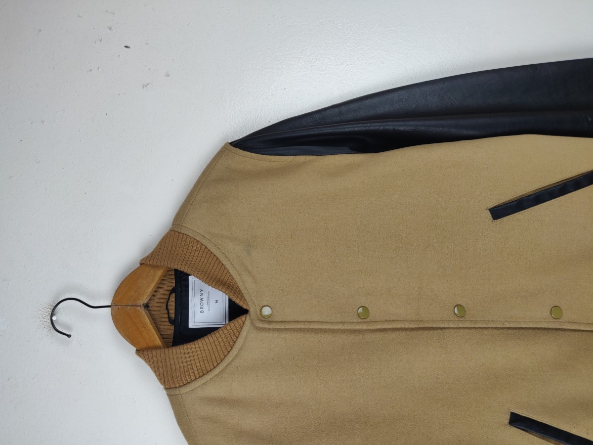 Bomber Jacket - Browny Japan Plain Varsity s Streetwear - 5