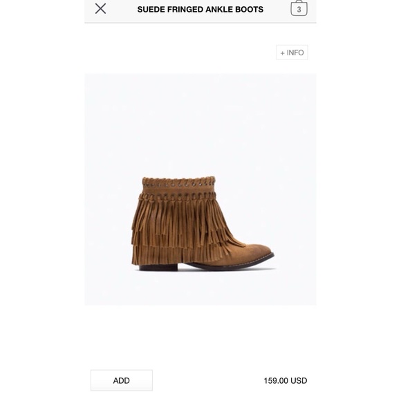 Zara Suede Finge Boho Wedge Ankle Boots - 11