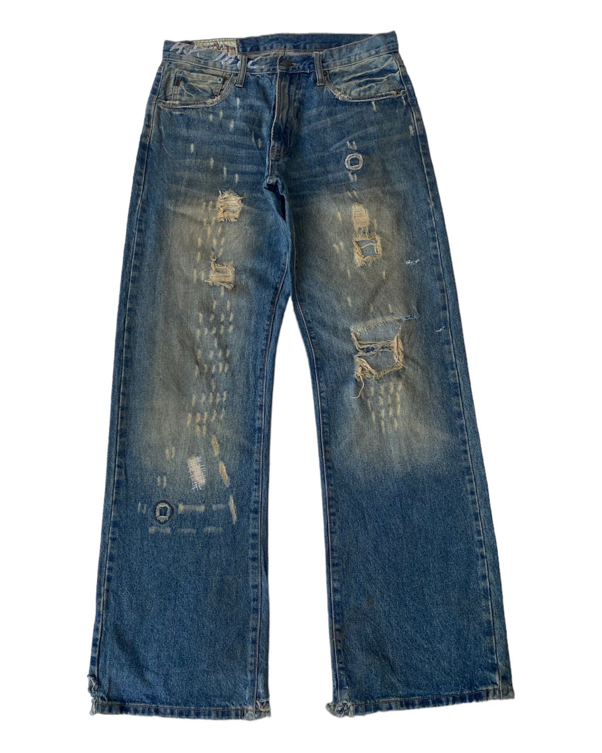 🔥FLARE JEANS RUSTY BAGGY ABERCROMBIE & FITCH DISTRESS DENIM - 1