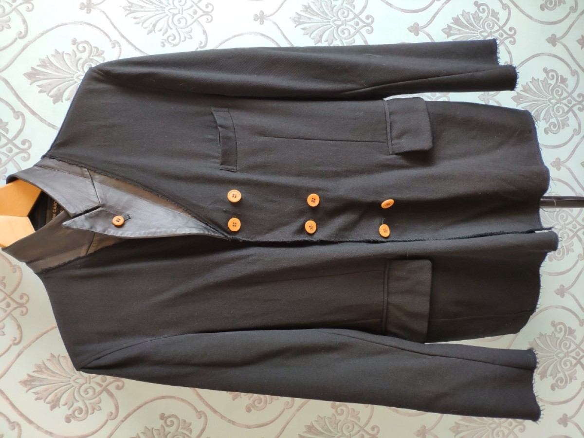 ARCHIVE ! AW2002 double breasted blazer with leather collar - 4