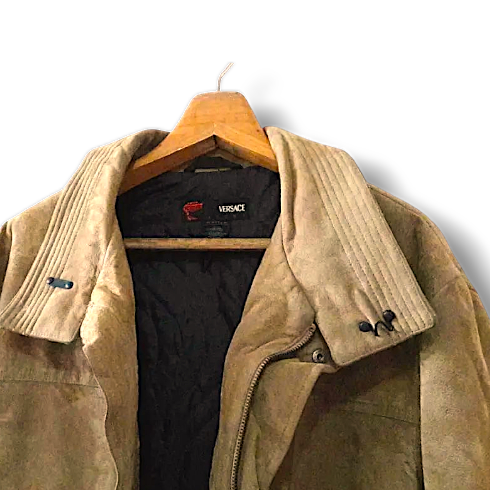 Vintage Versace Trench Coat Suede Leather Sportswear Italy - 4