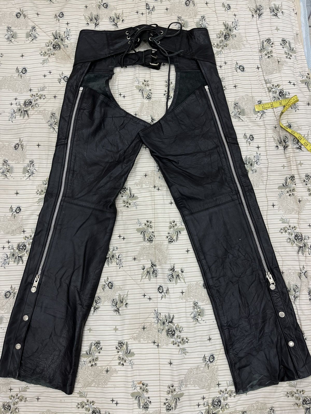 Genuine Leather - (Hh). HORN WORK LEATHER PUNK ROCK PANTS - 12