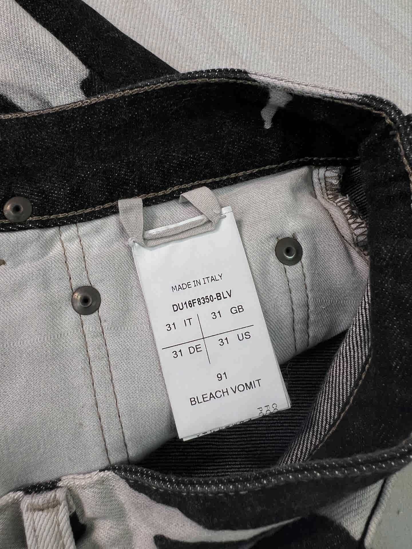 Rick Owens fw16 Bleach Vomit Detroit Cut Denim Jeans - 5
