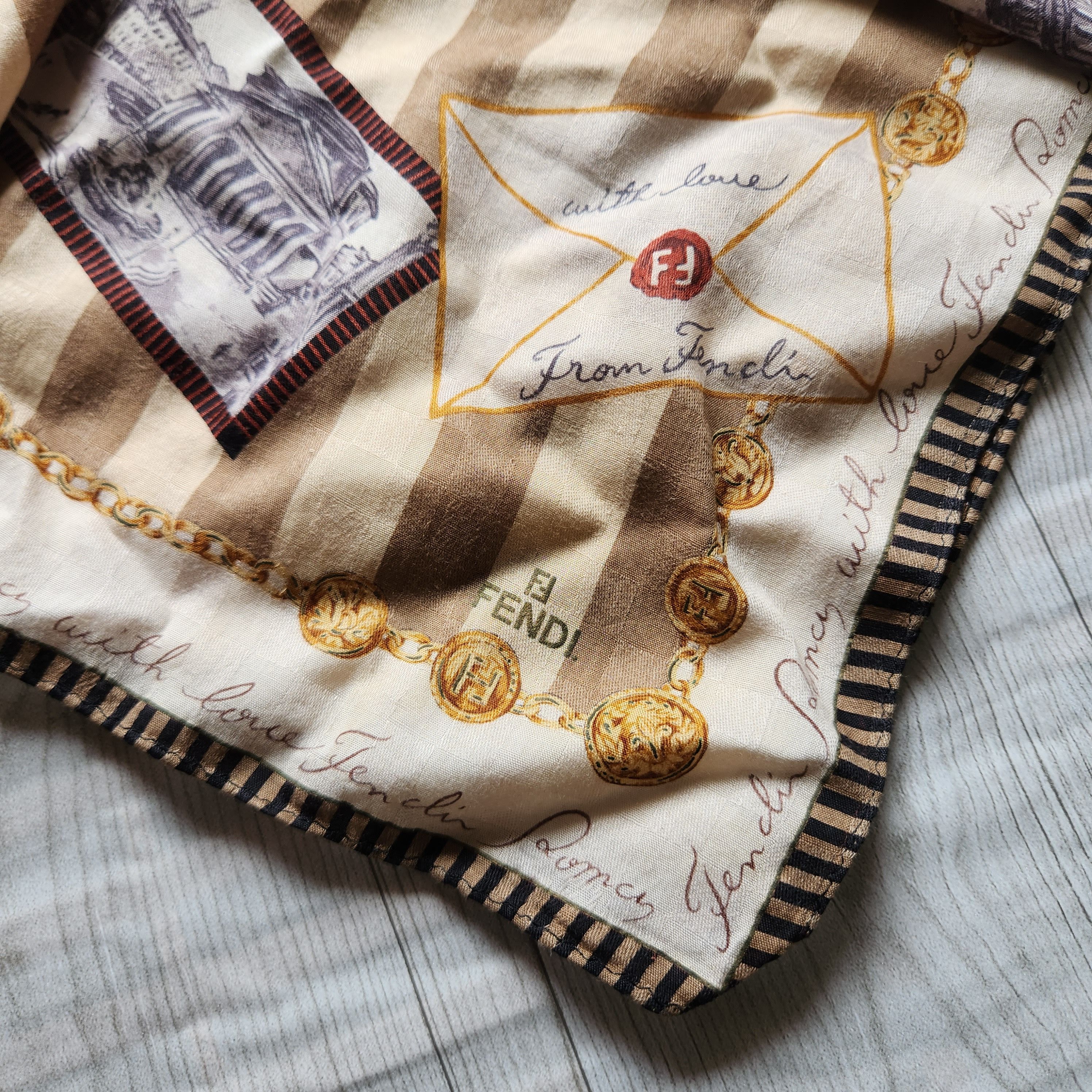 Vintage Fendi Roma Italy Handkerchief Scarf - 4